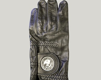 Nur ein Golfer Signature Golf Handschuh, Herren schwarz Golf Handschuh, Golf Geschenk, Linkshänder Handschuh für Rechtshänder Golfer, weicher Leder Golf Handschuh