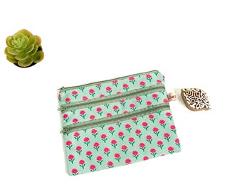studio triple zipper pouch