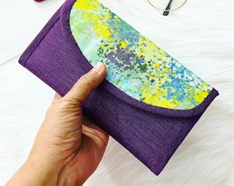 Classic Trifold Wallet, Long Wallet for Women, Tri fold Phone Wallet,  Handmade Vegan Wallet, Women's Clutch Purse, Gift For Her, Lavender