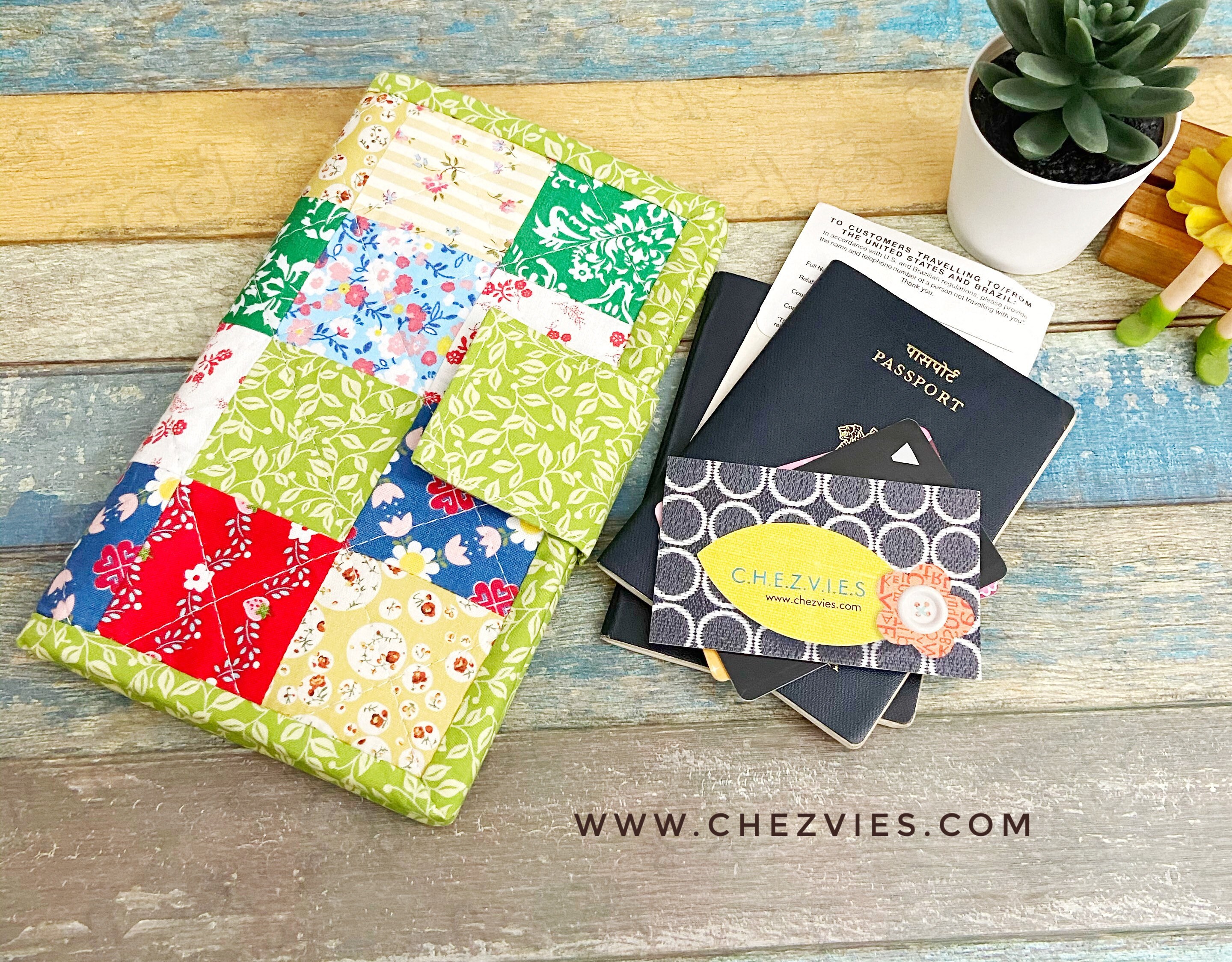 Quilted Passport Holder Travel Wallet Patchwork Bifold Fabric Etsy