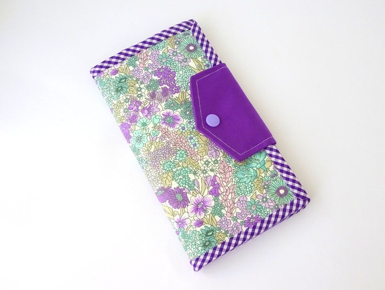 Purple Women's Wallet Floral Fabric Wallet Bifold Etsy