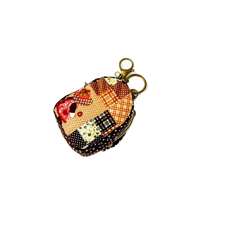 Patchwork Mini Backpack Keychain: Kawaii Bag Charm, Coin Purse, Air Pod Case image 11