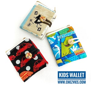 Dinosaurussen portemonnee, kleine tweevoudige portemonnee voor jongens, gamekaarthouder portemonnee, portemonnee voor kinderen, cadeau voor jongens, handgemaakte portemonnee afbeelding 4