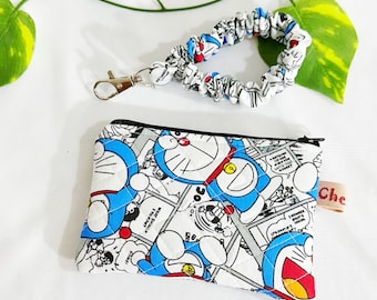 Doraemon Small Quilted Pouch: Mini Wallet Card Holder, Coin Purse