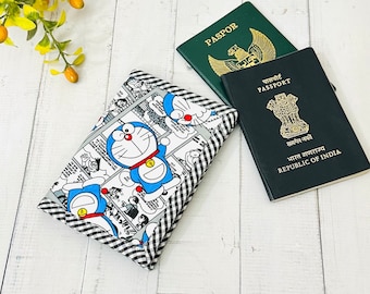 Doraemon Passport Cover with Cardholder, Small Passport Wallet, Passport Card Holder, Passport Sleeve, Travel GIft Ideas