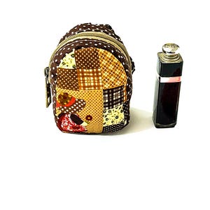 Patchwork Mini Backpack Keychain: Kawaii Bag Charm, Coin Purse, Air Pod Case image 2