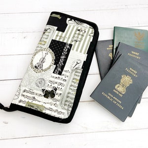 Porte-passeport familial musical 6, portefeuille de voyage familial avec carte de vaccination et porte-carte d'embarquement, organisateur de passeports multiples
