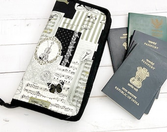 Musical Family Passport Holder 6, Family Travel Wallet with Vaccination Card and Boarding Pass Holder, Multiple Passport  Organizer