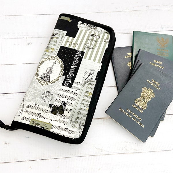 Musical Family Passport Holder 6, Family Travel Wallet with Vaccination Card and Boarding Pass Holder, Multiple Passport  Organizer