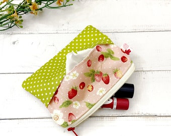 Strawberry Pouch with Pocket Tissue Holder, Mini Purse, Sanitary Pads Holder, Gifts for Her