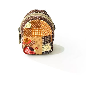 Patchwork Mini Backpack Keychain: Kawaii Bag Charm, Coin Purse, Air Pod Case