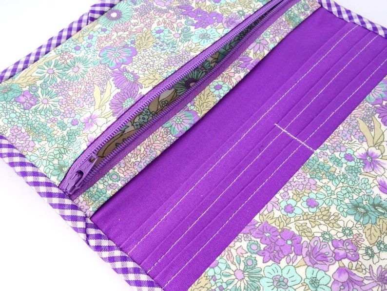 Purple Women's Wallet Floral Fabric Wallet Bifold Etsy