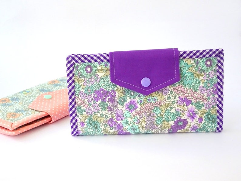 Purple Women's Wallet Floral Fabric Wallet Bifold Etsy