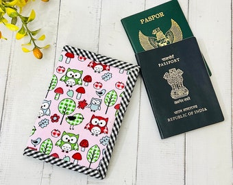 Owl Passport Cover with Cardholder, Small Passport Wallet, Passport Card Holder, Passport Sleeve, Travel GIft for Her