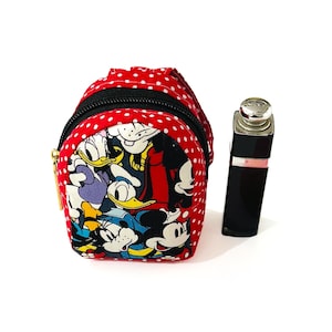 Red Mini Backpack Keychain: Japanese Cotton Coin Purse, Airpod Case