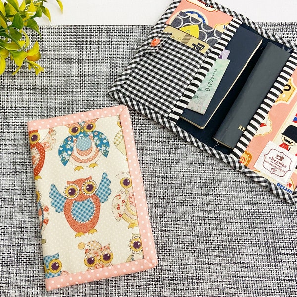 Dual Passport Holder, Passport Card Wallet, Travel Wallet, Passport Cover, Small Passport Wallet, Owl Print Wallet