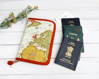 World Map Travel Passport Wallet, Passports Cover, Passport Holder, Gift Under 50