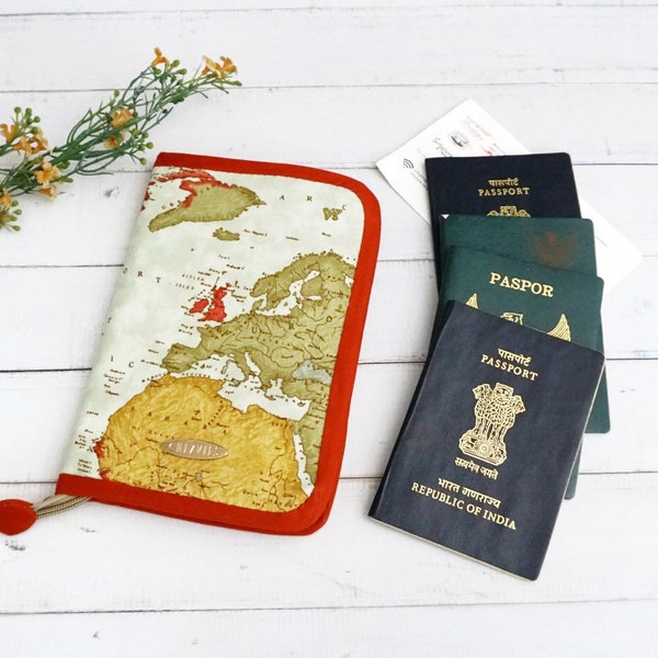 World Map Travel Passport Wallet, Passports Cover, Passport Holder, Gift Under 50