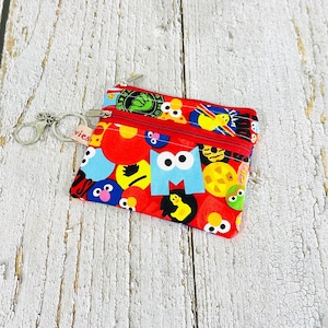 Porte-monnaie rouge à double fermeture éclair avec porte-clés, petite pochette en tissu à fermeture éclair, porte-monnaie porte-monnaie