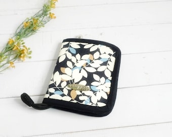 Floral Small Zipper Around Wallet for Women, Classic Small Bifold Wallet, Gift for Her