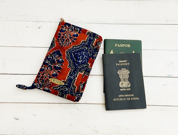 Flower Block Print Passport Bag Flower Block Print Passport Bag