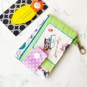 Rosemoor Mini key chain wallet/ simple ID Key chain pouch Business card holder/ keychain coin purse Bright Yellow patchwork