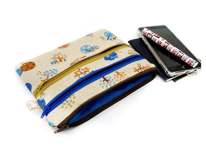 Multi Zipper Pouch Triple Zip Pouch Passport Bag Travel Etsy