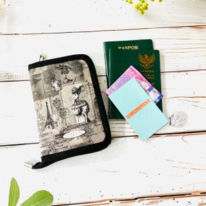 Cartera para pasaporte de estilo vintage con capacidad para hasta 4 pasaportes y tarjeteros, billetera de viaje con cremallera, Torre Eiffel de París