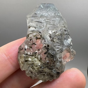 29.29 Gram Natural Quartz With Green Tourmaline Line Terminated Crystal From Kunar Mine Afghanistan