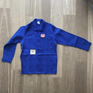 Vintage French veste / veston work wear Bleu de travail dead stock / unworn bright blue