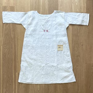 Vintage French Tunic Linen Dress Chemise de nuit Hand embroidered