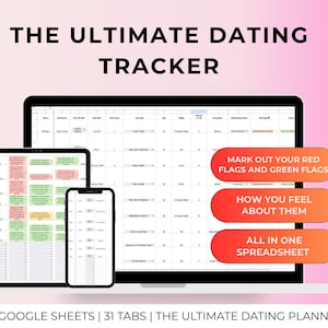 Dating Tracker Spreadsheet for Google Sheets | Track Dates, Spot Patterns, Reflect on Relationships | Ultimate Dating Journal Tool