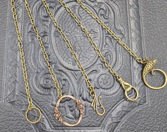 Chatelaine Chains 5"  Add-on Accessories Bronze Rings & Hook Set of 5, or Individual Chains