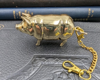 Vintage Reproduction 4" Gold Pig Tape Measure with Removable Connector Chain