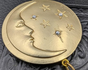 Gold Finish Moon & Stars Chatelaine with Waist Clip  5 Chains with Clasps