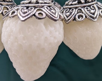 Chatelaine Tools - Silver Topped Strawberry Thread Waxer on a Chain with Clasp Organic Beeswax Handmade