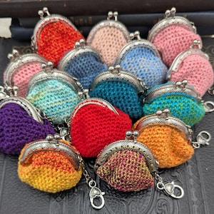 Chatelaine Accessories - Small Crocheted Purse on a Chain - Silver