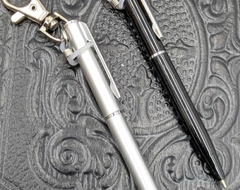 Mini Chatelaine Ink Pen - 4" Black or Silver Twist to Write