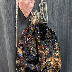 Gate Top Chatelaine Purse Velvet with Silver Chain 2 Sizes