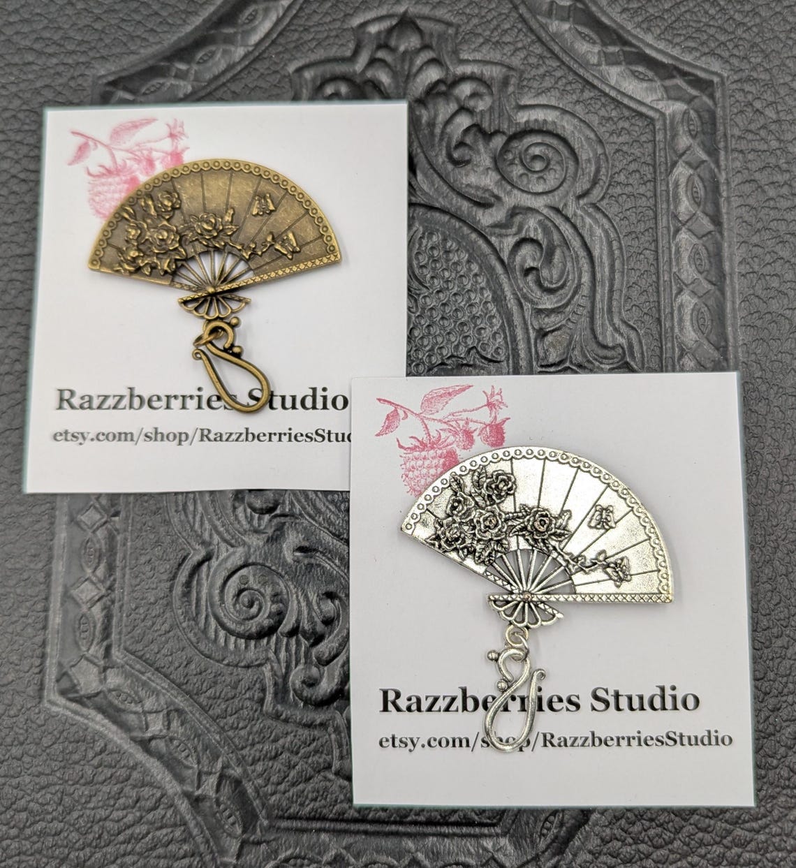 Magnetic Brooch Pin With Hook Floral Fan Silver or Bronze Portuguese ...