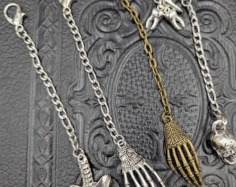 Morbid Apothecary Nurse's Chatelaine Charms Bones and Teeth on Chains with Clips