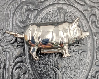 Vintage Reproduction 3" Silver Pig Tape Measure with Removable Connector Chain
