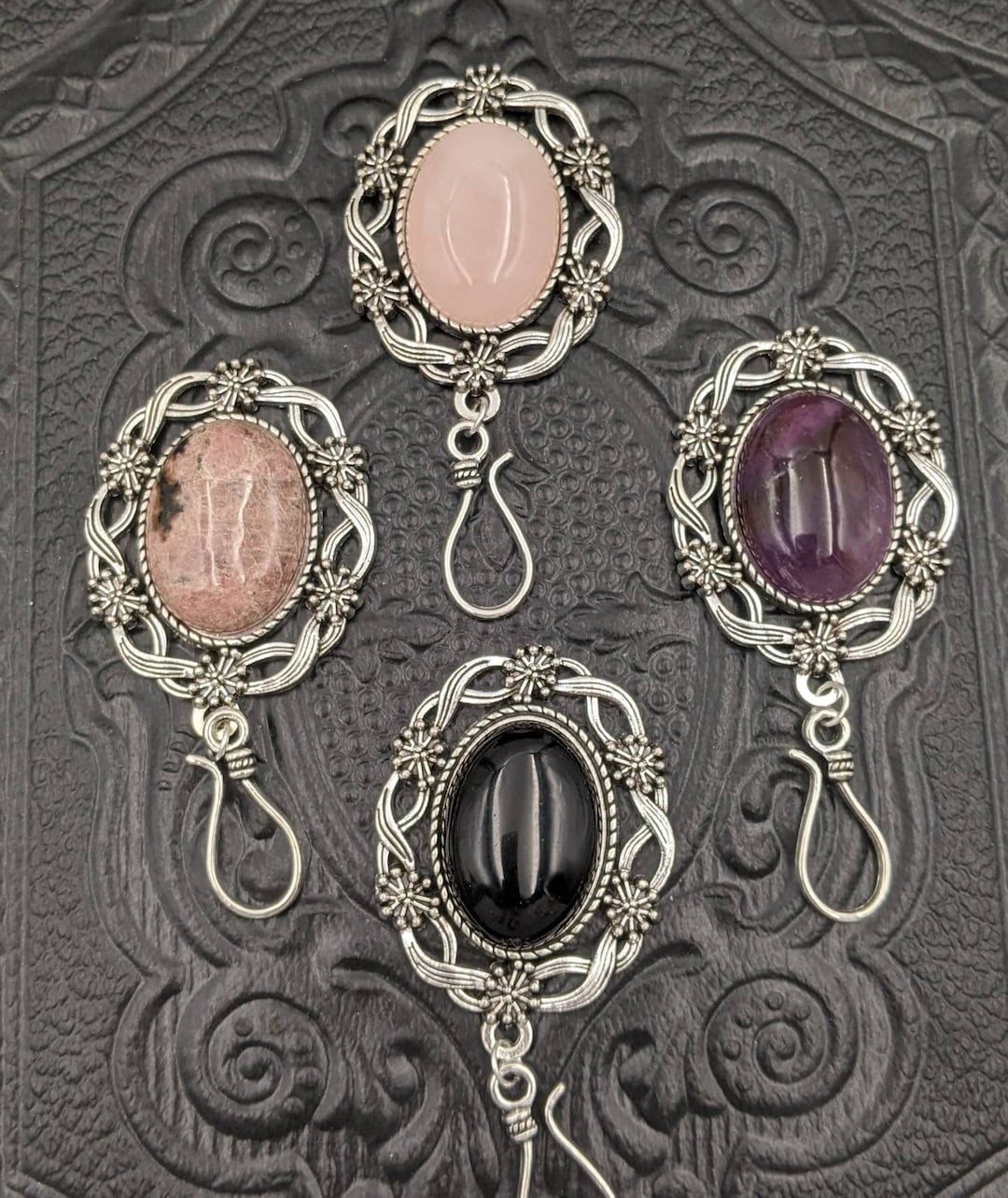 Magnetic Brooch Pin With Hook - 4 Gemstone Options Portuguese Knitting ...