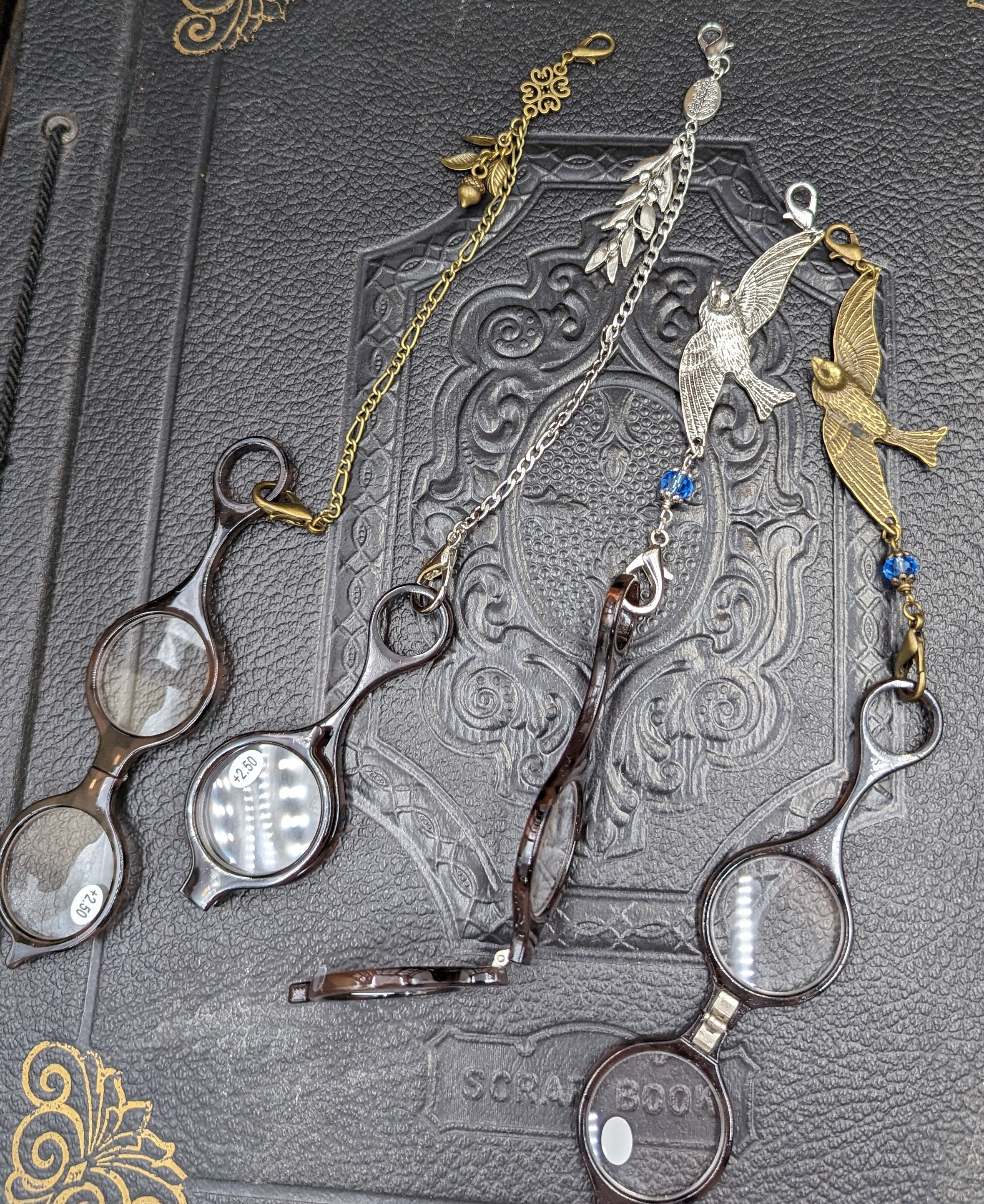 Lorgnon Face à Main Pliable En Argent Massif Ancien - XIXe Siècle, Occasion, Sans Marque, Verre