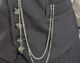 Silver Albert Watch Chain with or without Heart Shaped  Pocket Watch  Necklace Chain Incuded