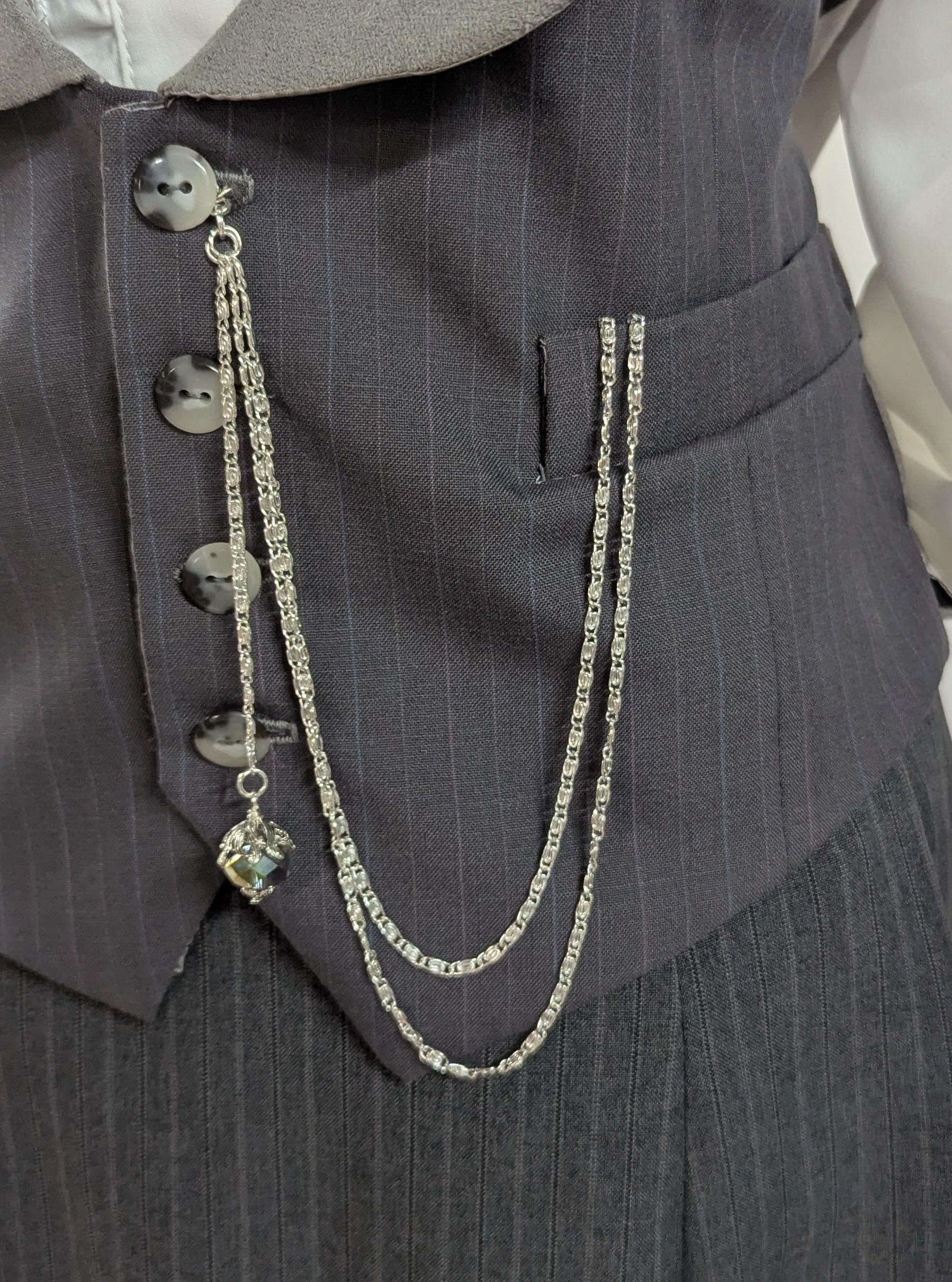 Silver Albert Watch Chain With or Without Heart Shaped Pocket