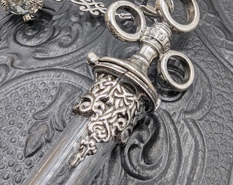 Vintage Style Syringe Vial - Glass Tube with Silver Hardware & 2 Removable Chains