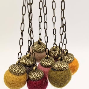Chatelaine Tools - Bronze Acorn Wool Felt Pin Cushion on Chain with Clasp