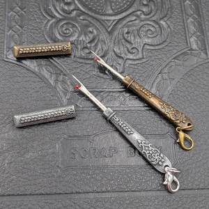 Chatelaine Accessories - Vintage Design Seam Ripper with Blade Cover Silver or Bronze