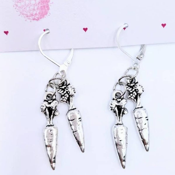 Two Carat (Carrot) Earrings -  925 Sterling Silver Leverback For the Girl Who has Everything!